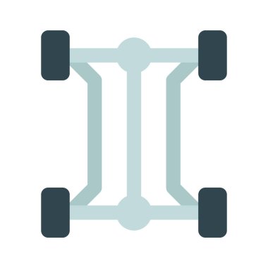 Dört Tekerlekli Dingil Simgesi Basit Vektör İllüstrasyonu