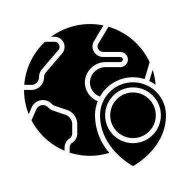 Dünya resimleme arka planında konum pin simgesi 