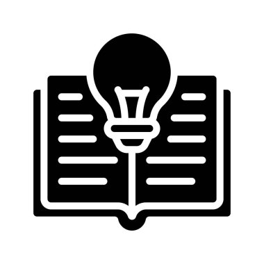 Kitap ve ampul simgesi, vektör illüstrasyonu