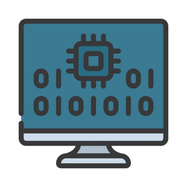 İkili Kod Bilgisayar simgesi, vektör illüstrasyonu 