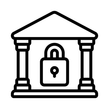 Banka Güvenlik Kilidi simgesi illüstrasyonu 