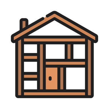 House Tahta Çerçeve simgesi, vektör illüstrasyonu 