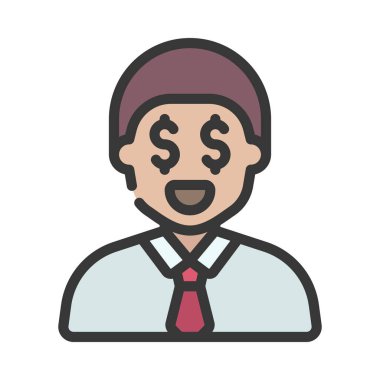 Açgözlü web simgesi vektör illüstrasyonu