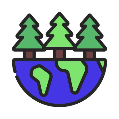 Forest On Half Earth simgesi, vektör çizimi basit tasarım