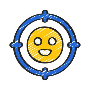 Happy Target web simgesi düz tasarım, vektör illüstrasyonu                         