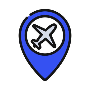 Havaalanı Konumu ikon vektör illüstrasyonu 
