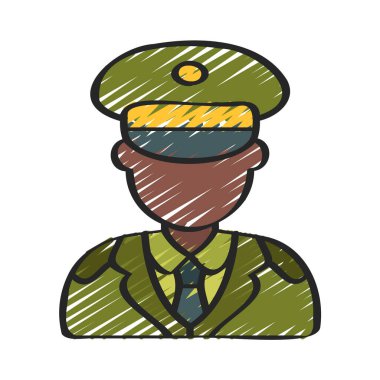 Yüksek Rütbeli Subay simgesi basit vektör çizimi 