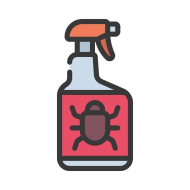 Böcek ilacı spreyi şişesi düz simgesi, vektör illüstrasyonu 