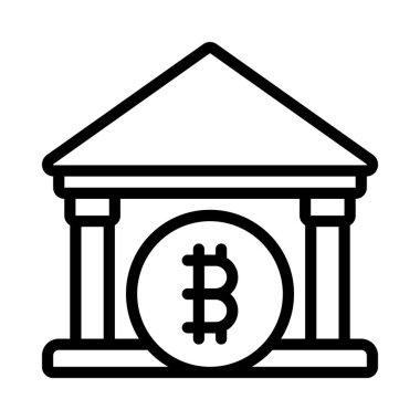 Bitcoin Bank çizgi simgesi, vektör illüstrasyonu