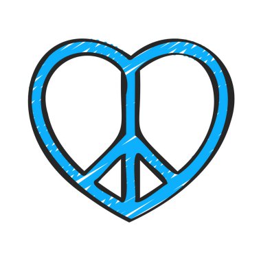 Kalp Şekli Barış İşareti, vektör illüstrasyonu