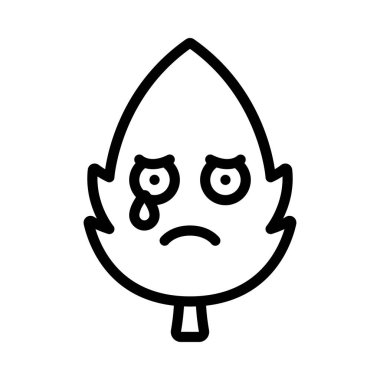 Ağlayan Üzgün Yüz Yaprak ikonu vektör illüstrasyon tasarımı