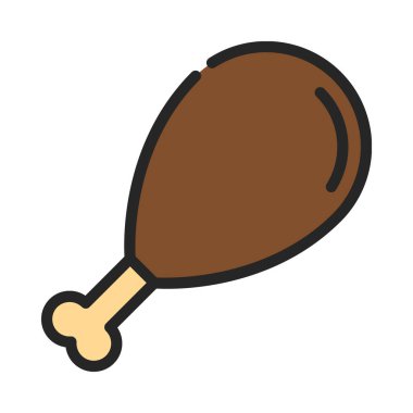 Tavuk Bacağı Simgesi Basit Vektör İllüstrasyonu