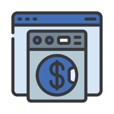 Çevrimiçi Para Aklama Web simgesi vektör illüstrasyonu