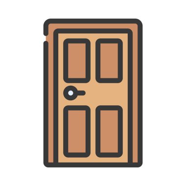 Tahta Kapı simgesi, vektör illüstrasyonu