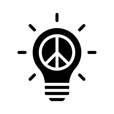 Barış işareti simgesi olan ampul, vektör illüstrasyonu
