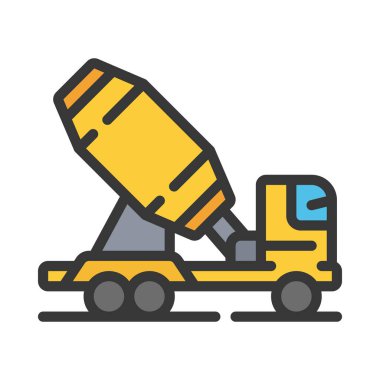 Çimento Kamyonu ikon vektör çizimi