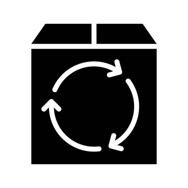 Paketleme düz simgesini, vektör illüstrasyonunu yeniden kullan 