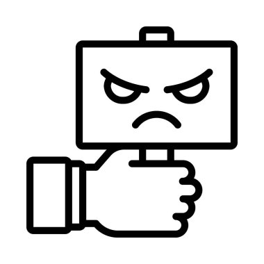 Kızgın Picket İşareti Web simgesi vektör illüstrasyonu tutuluyor