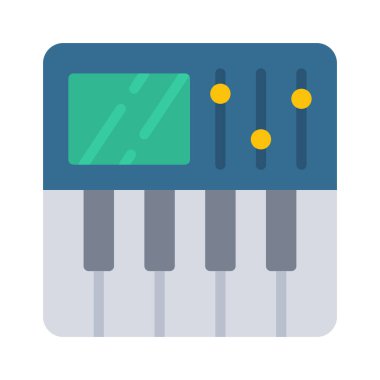 Müzik Üretim Aracı düz simge, vektör illüstrasyonu 