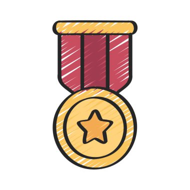 Yıldız Madalyası Vektör Simgesi Tasarımı
