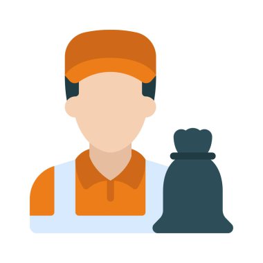 Çöp Toplayıcı Adam simgesi, vektör illüstrasyonu basit tasarım