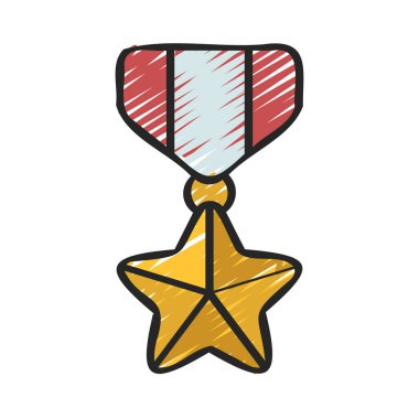 Yıldız Madalyası Vektör Simgesi Tasarımı
