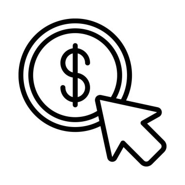 Tıklayın Öde düz simgesi, vektör illüstrasyonu 