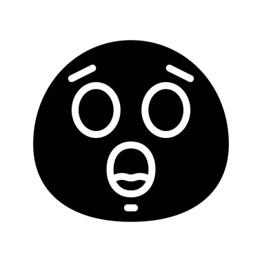 Şaşırmış duygu simgesi düz simge, vektör illüstrasyonu 