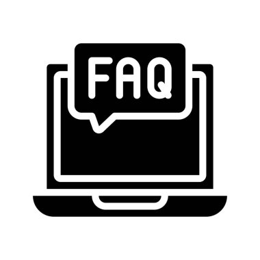 SSS İleti Laptop simgesi, vektör illüstrasyonu 