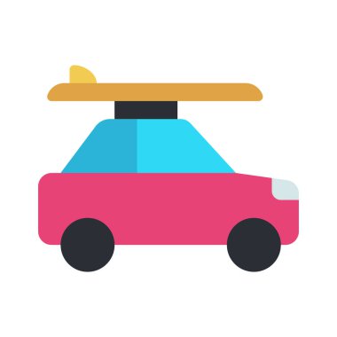 Plaj Arabası düz simgesi, vektör illüstrasyonu 