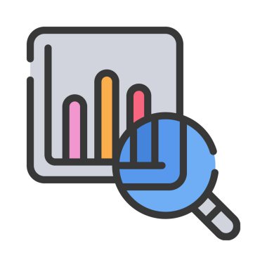 veri analizi düz simgesi, vektör illüstrasyonu