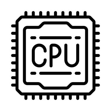 İşlemci simgesi, işlemci simgesi, vektör illüstrasyonu 