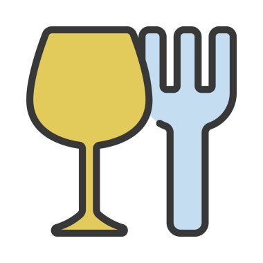 Çatal ve Cam düz simge, vektör çizimi 