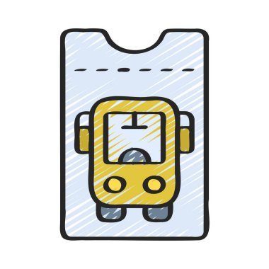 Otobüs bileti simgesi. düz vektör illüstrasyonu