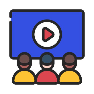 Grup Video Kursu web simgesi vektör illüstrasyonu