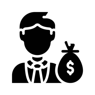 Beyaz arkaplanda Erkek Yatırımcı simgesi