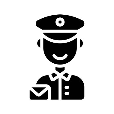 Postal Worker düz simgesi, vektör illüstrasyonu 