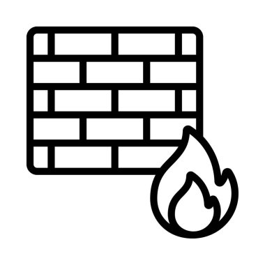 Ateş Duvarı düz simgesi, vektör illüstrasyonu 