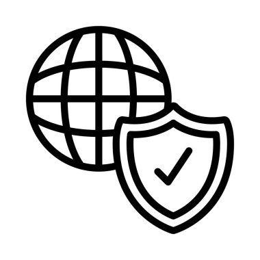 İnternet Güvenlik Kalkanı basit simgesi, vektör illüstrasyonu