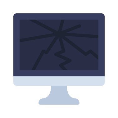 Çatlak Bilgisayar Ekran simgesi, vektör illüstrasyonu 