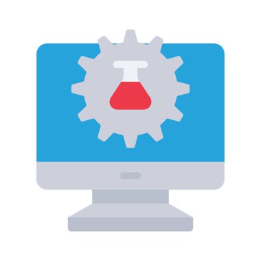 Bilgisayar Kimya Mühendisliği simgesi, vektör illüstrasyonu 