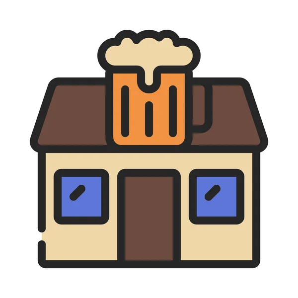 Pub Building Web Ikon Vektor Illustration — Stock vektor