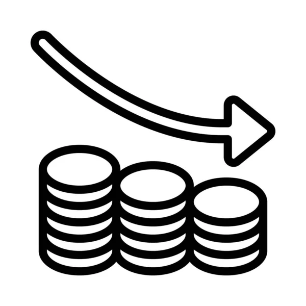 Érme Stack Bar Chart Csökkenti Ikon Vektor Illusztráció
