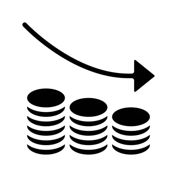 Érme Stack Bar Chart Csökkenti Ikon Vektor Illusztráció
