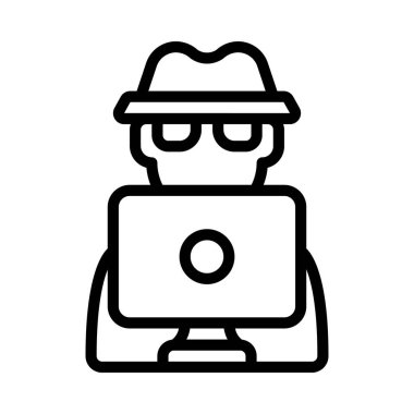 Bilgisayar simgesi, vektör illüstrasyonlu Hacker 