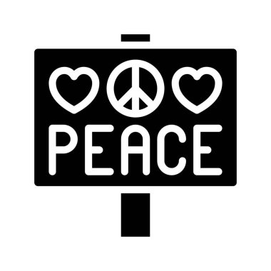 Barış Grevi İmza Düz simgesi, vektör illüstrasyonu 