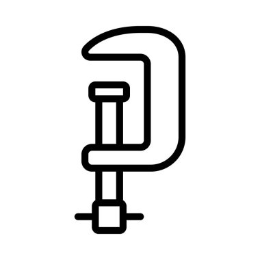 C Kıskaç Aracı Simgesi Basit Vektör İllüstrasyonu