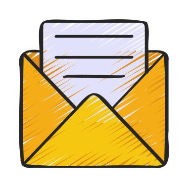 Beyaz arkaplanda zarf simgesi, vektör illüstrasyonu 