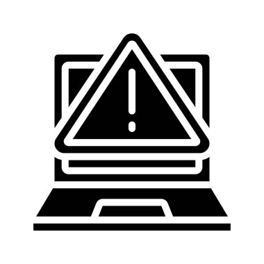 Dizüstü bilgisayar uyarı simgesi, vektör illüstrasyonu 
