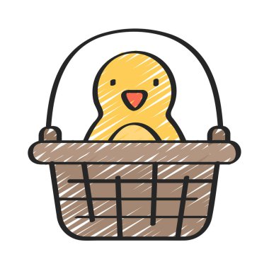 Sepet simgesi vektör illüstrasyonundaki piliç 